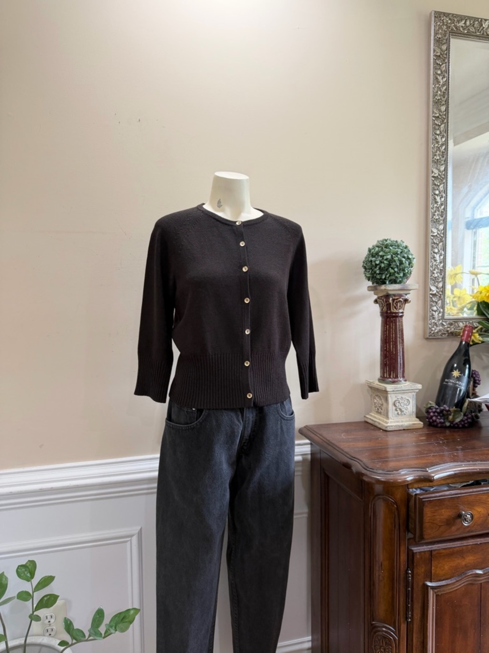 St. John  Button-Front Cardigan Sweater